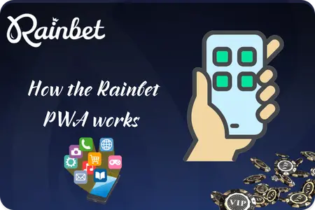 Rainbet progressive web app loading on a mobile device