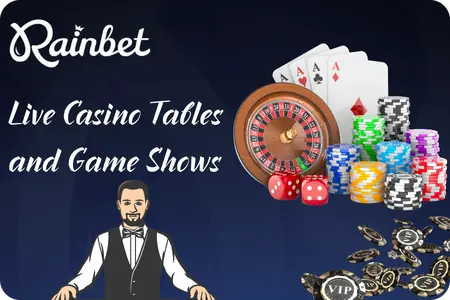 Real dealer tables and live game shows streaming on Rainbet