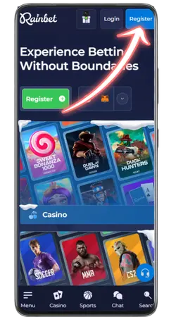 Rainbet casino homepage loaded in a browser for Canadian players