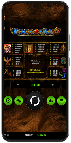 Book of Ra galary screan rull